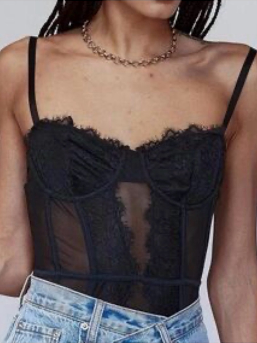 Princess Polly Dabney Bodysuit - Black Lace (WORN ONCE)